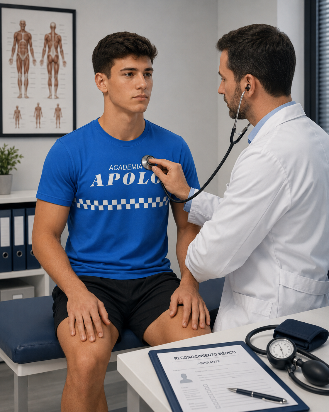 Boceto a lápiz: reconocimiento médico del opositor
